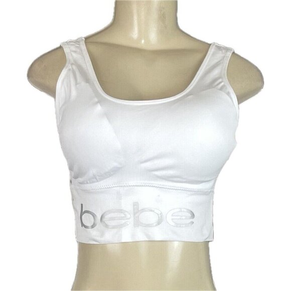 Bebe +2X Black-White Logo Double Back Straps Removable Pads Seamless Bras-2-Pk - Picture 3 of 10